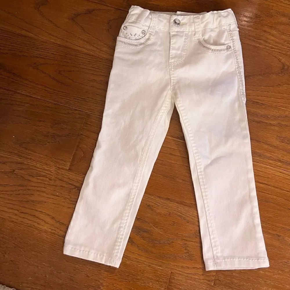 Cherokee brand white rhinestone embellished jeans size S Girls